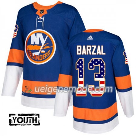 Kinder Eishockey New York Islanders Trikot Mathew Barzal 13 Adidas 2017-2018 Blue USA Flag Fashion Authentic